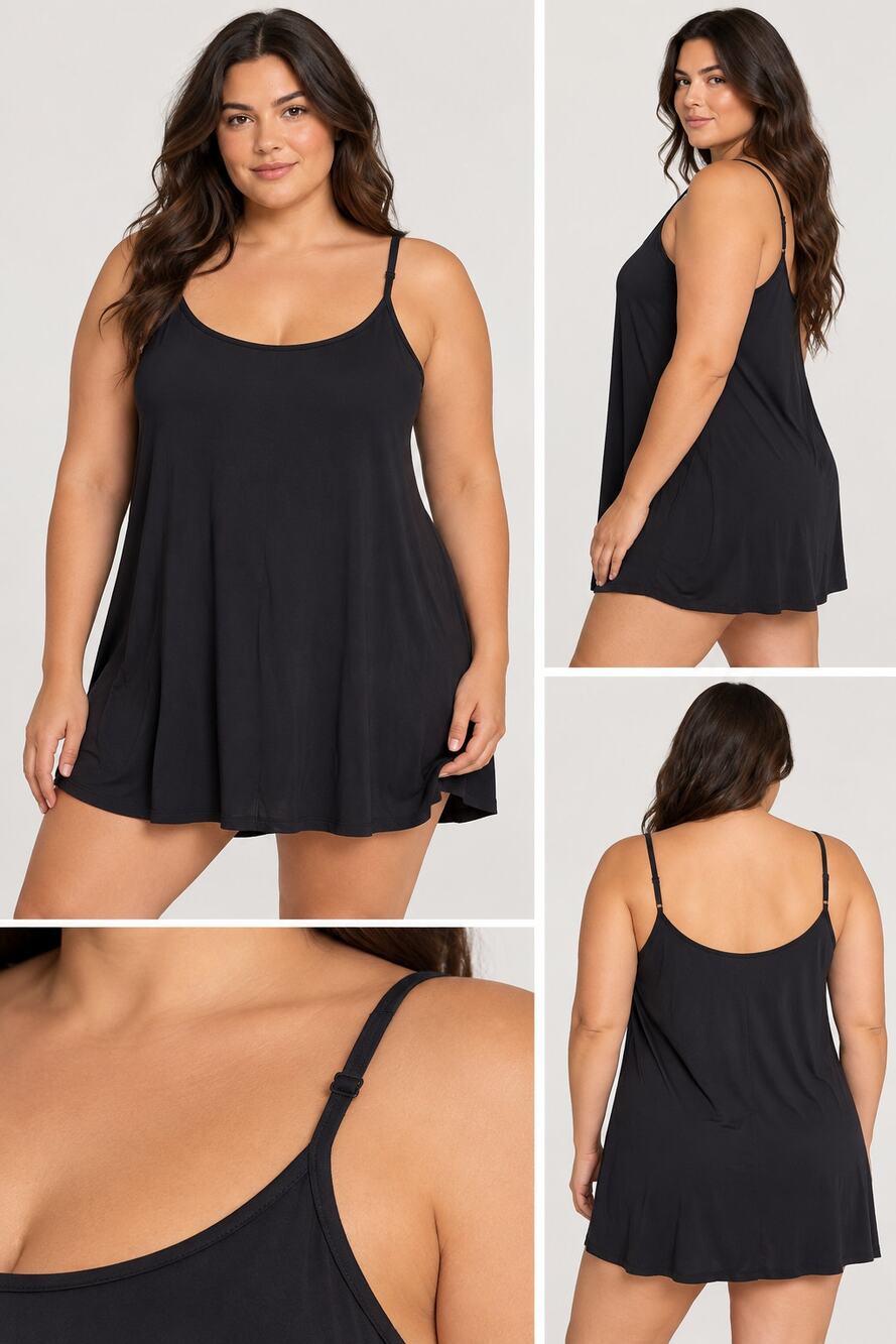 SKIMS Black Stretch Spaghetti Strap Mini Dress Size 2X